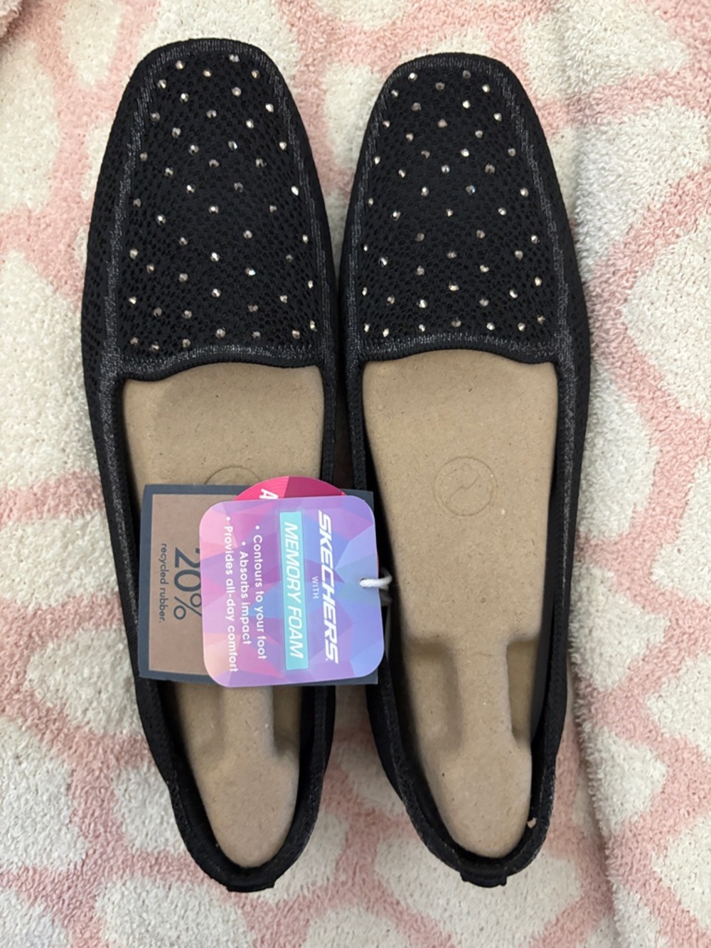 Skechers Black Slip-On Loafers with Stud Accents NWT not wide feet friendly